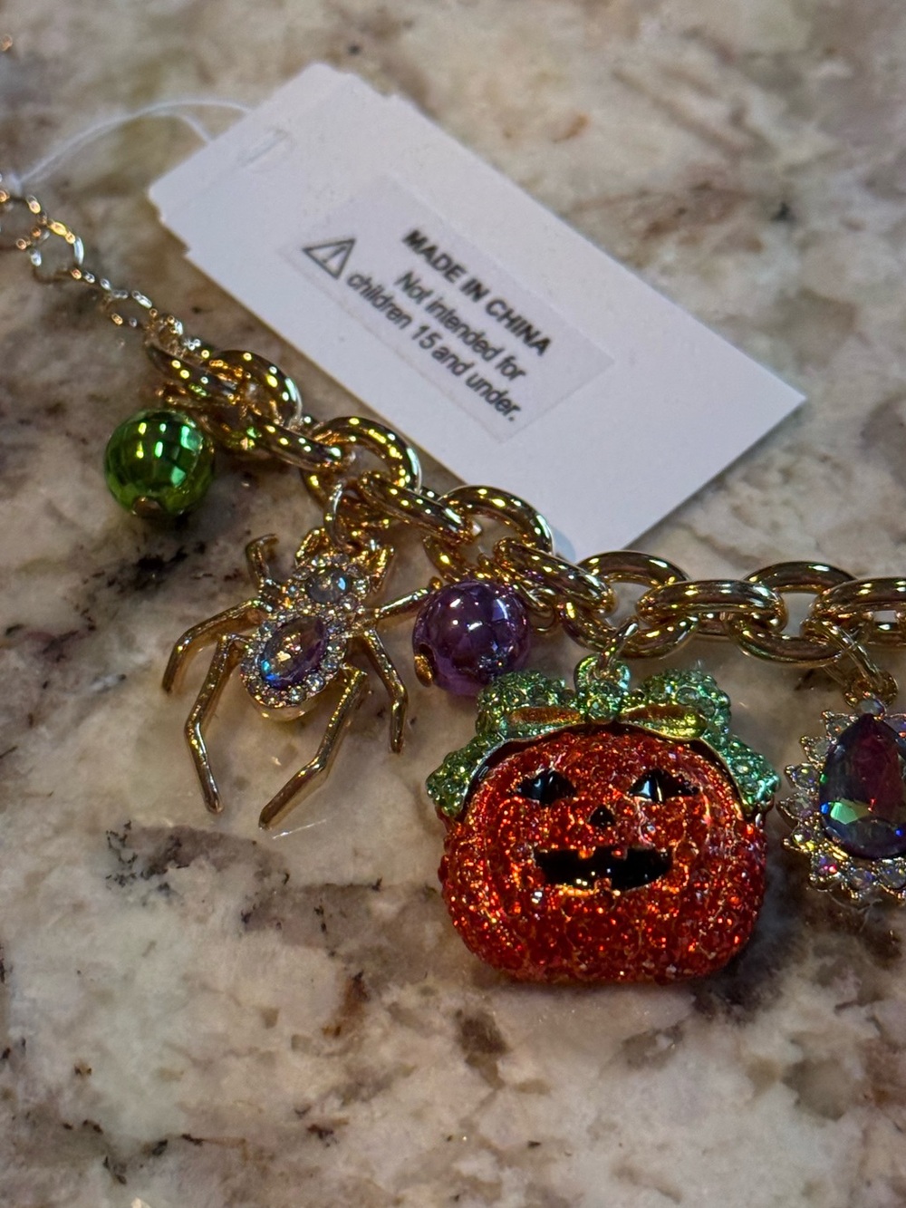 NEW Betsey Johnson Halloween CHARM BRACELET (Spider, Pumpkin, Spiderweb, Candy) - Picture 6 of 11